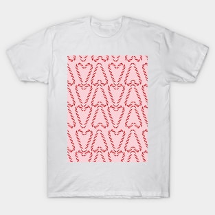 Candy Cane Hearts on bubble gum pink T-Shirt